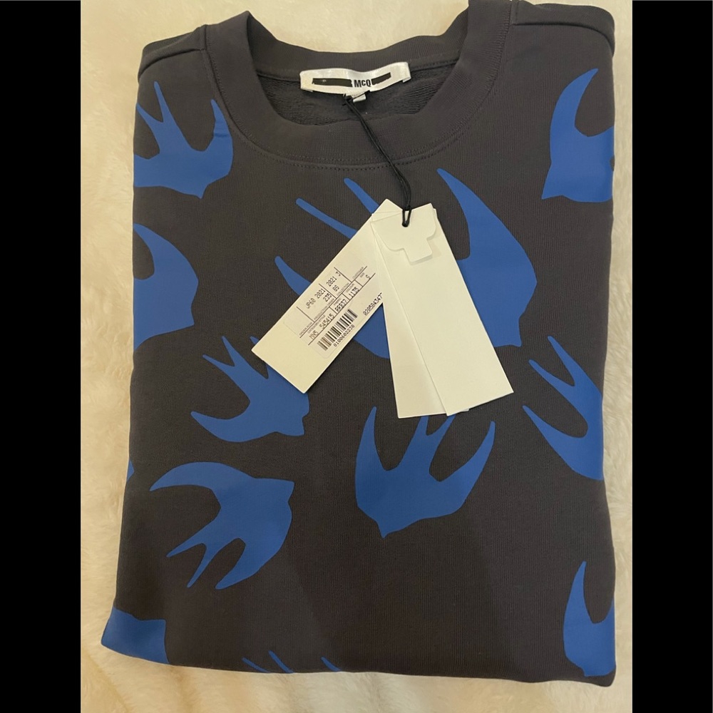 McQ Alexander McQueen Mens Print Swallow Sweatshirt Sz S